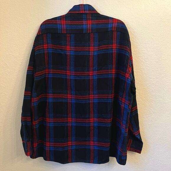 Vintage Saugatuck Drygoods Co Flannel Shirt Mens XL Black Plaid Pockets Buttonup - Picture 5 of 11